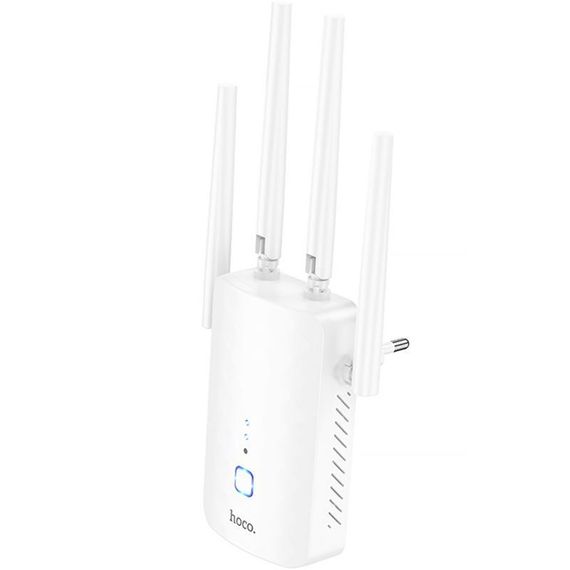 Бездротовий Wi-Fi репитер Hoco HI35 300Mbs 2.4GHz White | Зображення 1