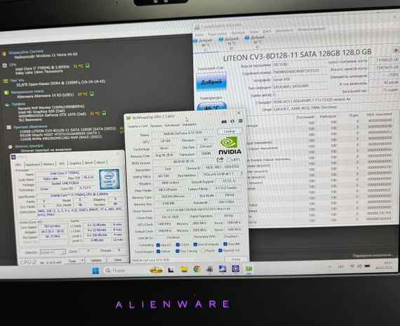 Игровой ноутбук Dell Alienware 15 R3 / 15.6" (1920x1080) IPS / Intel Core i7-7700HQ (4 (8) ядра по 2.8 - 3.8 GHz) / 32 GB DDR4 / 128 GB SSD + 128 GB SSD + 1000 GB HDD / nVidia GeForce GTX 1070, 8 GB GDDR5, 256-bit / WebCam б/у | Зображення 8