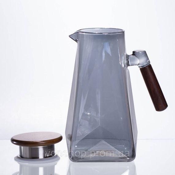 Глечик для напоїв скляний 1.8 л з бамбуковою кришкою 64486-73 | Зображення 2