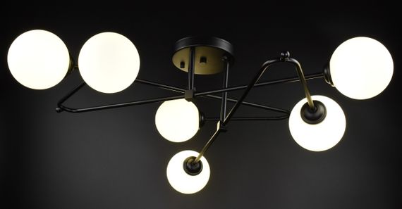 Люстра стельова на 6 лампочок 26960 Чорний 18х90х90 см. | Зображення 6