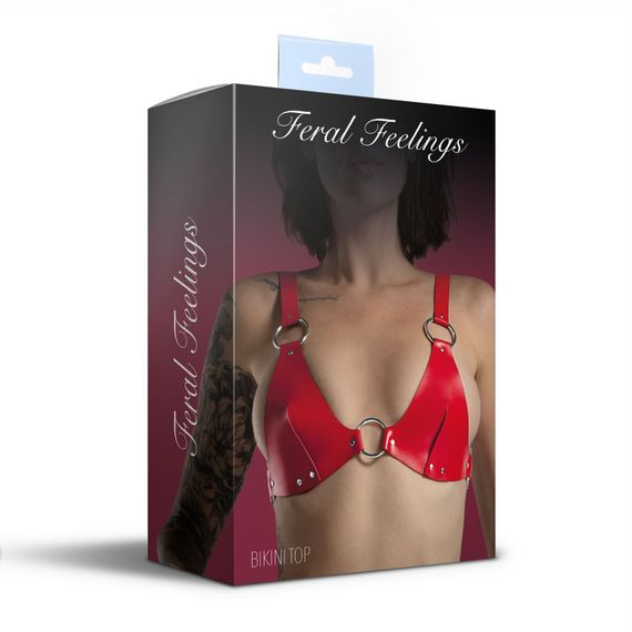 Ліф з натуральної шкіри Feral Feelings - Bikini Top Red | Зображення 3