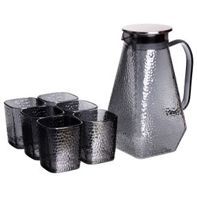 Глечик 1.8 л зі склянками 6 штук по 200 (мл) графин для компоту соку води лимонаду глечик для напоїв Сірий HP-19-38S
