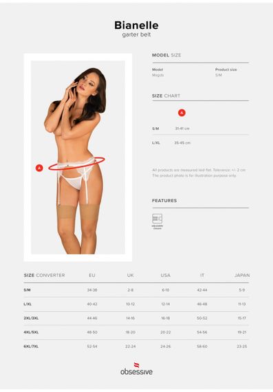 Пояс для панчіх Bianelle pas do pończoch biały S/M sexstyle | Зображення 6