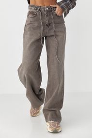 Жіночі шоколадні джинси із зав'язками на поясі - коричневий цвет, 34р (є розміри)