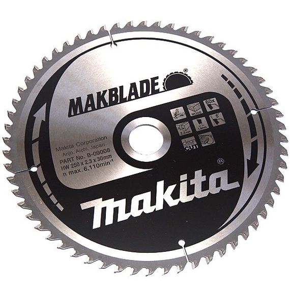 Диск пильный по дереву 250х30 мм 60T Makita Makblade B-09008