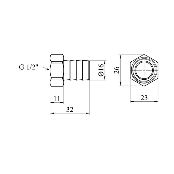 Штуцер LexLine 1/2" РВ, D=16 мм латунный УК0002-6 | Зображення 1