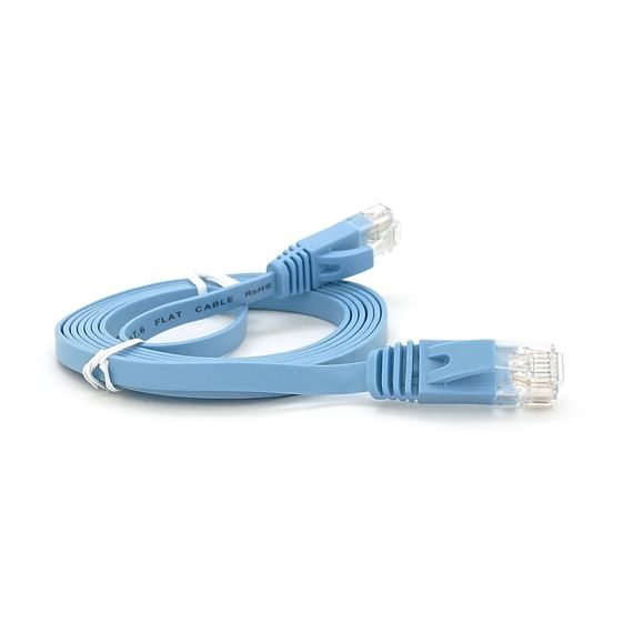 Патч-корд литой плоский WEEPDA, UTP, RJ45, Cat.6, 1m, синий | Зображення 1