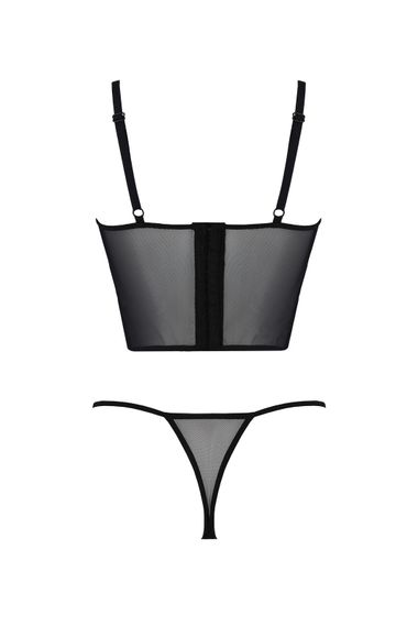 Комплект Passion KERRIA SET black, XXL/XXXL сітка+мереживо, бюстьє та стрінги | Зображення 3