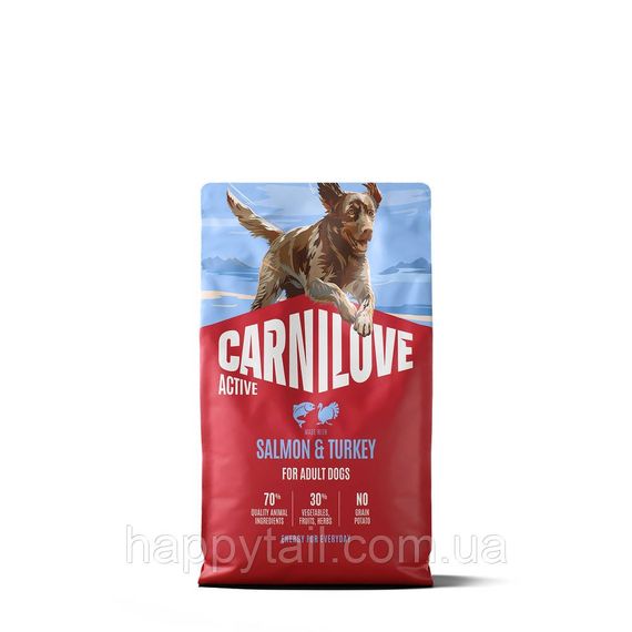 Беззерновой сухой корм Carnilove Active Salmon & Turkey для активных собак лосось и индейка 4 кг