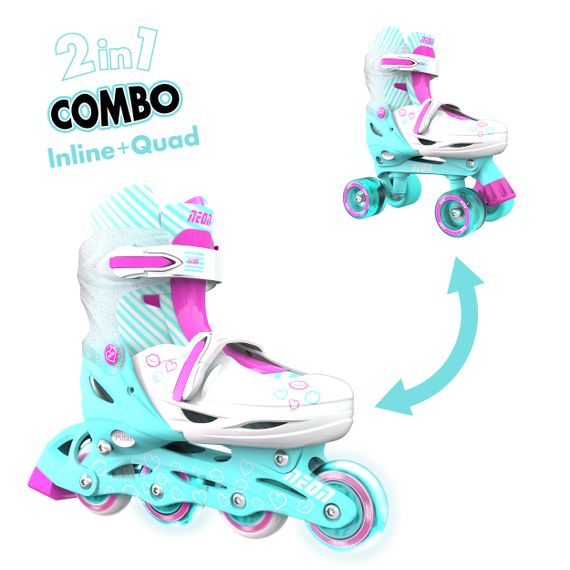 Роликовые коньки Neon Combo Skates Бирюзовый (Размер 30-33) (NT09T4)