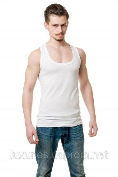 Спортивна чоловіча майка зі 100% бавовни, Преміум'якість, різні кольори. XXL, Білий