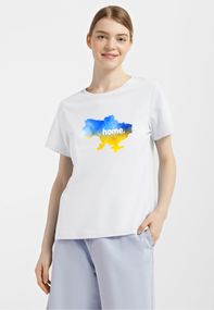 Футболка жіноча біла з принтом "Home", 2XL