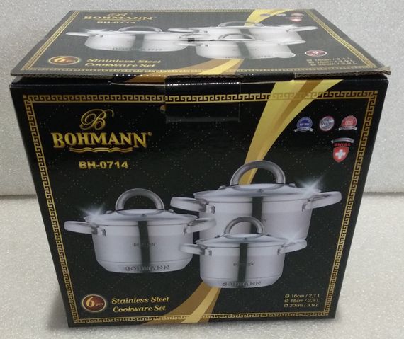 Набор кастрюль Bohmann BH-0714, 6 предметов нержавеющая сталь, для индукции | Зображення 9