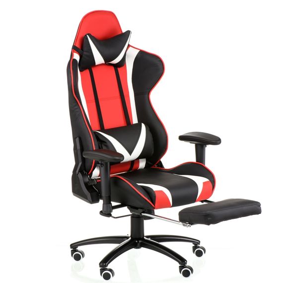Кресло геймерское Special4You ExtremeRace blackredwhite with footrest | Зображення 5