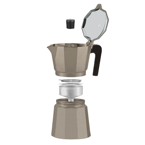 Кавоварка гейзерна 450мл (9 порцій) алюмінієва MR-1666-9-BROWN Espresso Moka Maestro | Зображення 4