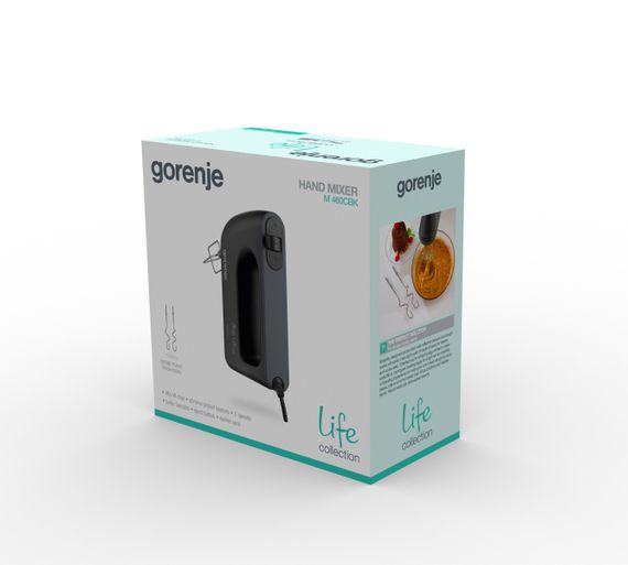Миксер Gorenje M460CBK/ручной/450 Вт/5 скоростей/турбо/2 насадки/черный (M460CBK) | Зображення 3