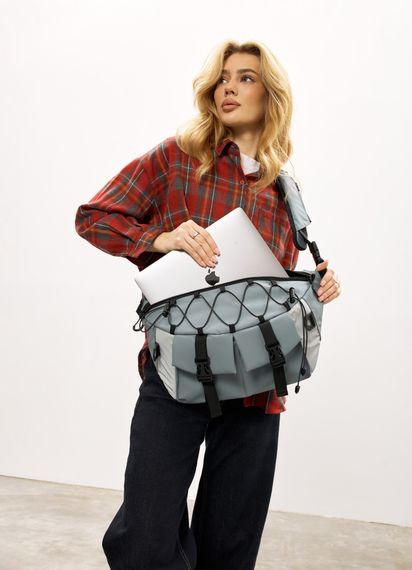 Женская сумка-бананка под ноутбук Sambag Urban Pro голубая 46×26 см (51411210) | Зображення 2