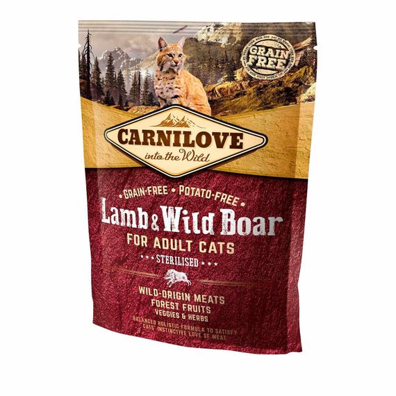 Корм Carnilove Cat Lamb & Wild Boar Sterilised сухий з ягнятком та диким кабаном для стерилізованих котів 0.4 кг