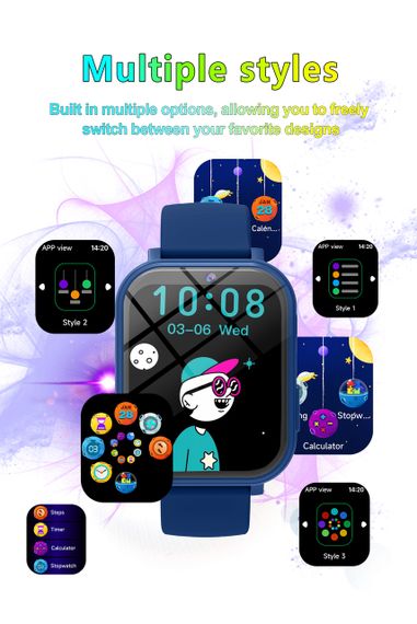 Дитячий розумний годинник із камерою, іграми, моніторингом сну, крокомірром, будильником, калькулятором, ліхтариком та ін. Сині | Зображення 5
