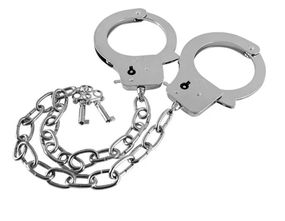 Металеві наручники GP Metal Handcuffs на довгому ланцюжку, сріблясті Sex Aura