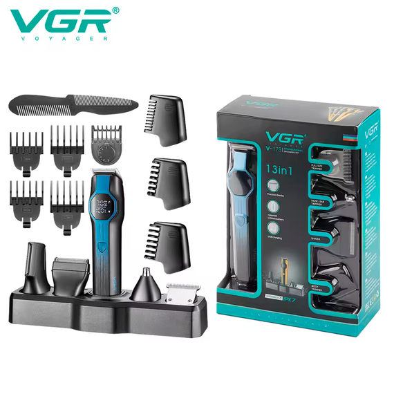 Набір для стрижки VGR 13 в 1 V-173 BLUE, 13 насадок, LED дисплей | Зображення 6