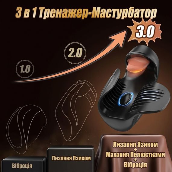 Автоматичний чоловічий мастурбатор з язичком силіконовий оральний стимулятор 10 режимів вібрації для чоловіків | Зображення 6