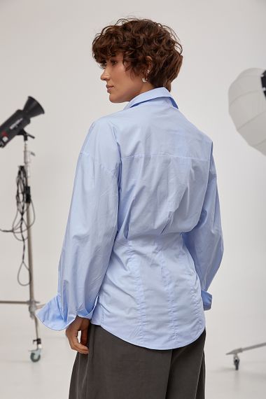 Класична однотонна сорочка з елегантними ґудзиками - блакитний цвет, ONE SIZE (є розміри) | Зображення 1