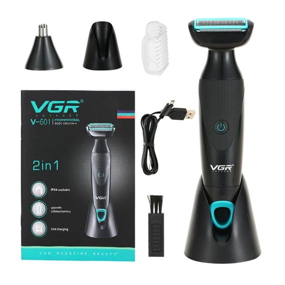 Машинка для стрижки 2в1, от USB, VGR V-601 / Электробритва с подставкой / Мужской аккумуляторный триммер | Зображення 9
