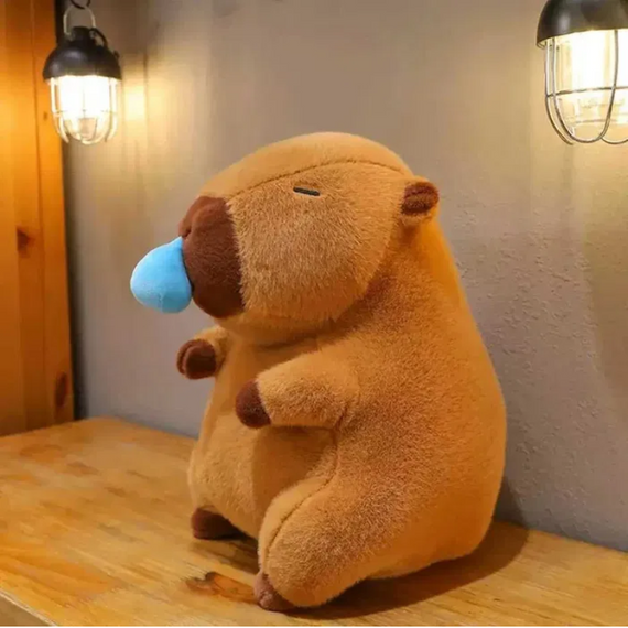 М'яка іграшка "Капібара із соплею на механізмі", антистрес іграшка соплива капібара, 33 см | Зображення 7