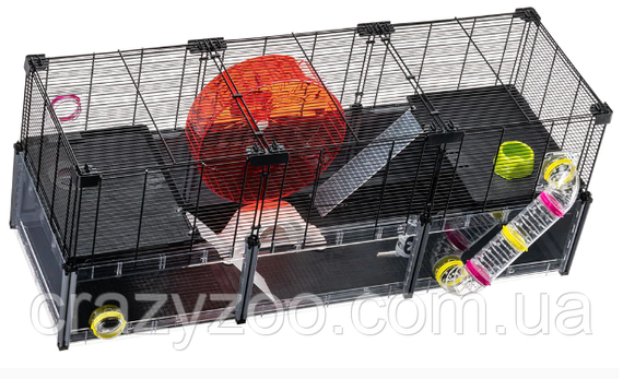 Модульна клітка для хом'яків та мишей Ferplast Multipla Hamster Lagre з аксесуарами чорна 107.5x37.5x42 см 57007417 | Зображення 6