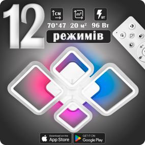 Люстра світлодіодна 517 Light 3color з пультом 96Вт Білий (01719)