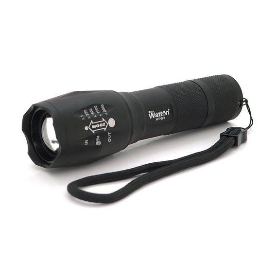 Фонарь ручной Watton WT-023.1LED Cree T6.3W, 5 режимов, ZOOM, Black, IP44