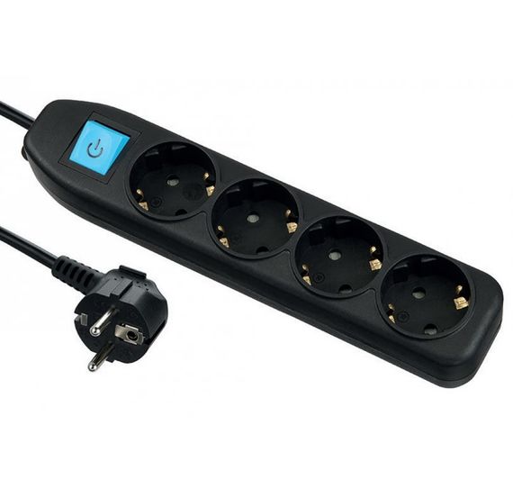 Удлинитель с заземлением, выключателем и защитой от детей, 1,5м