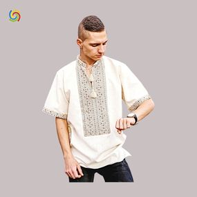Рубашка Украинская вышиванка 0002311 цвет серый размер XXL/3XL