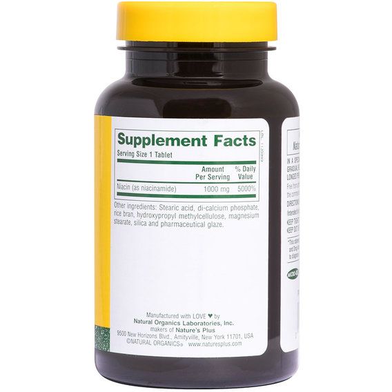 Ниацин Nature's Plus Niacinamide 1000 mg 90 Tabs | Зображення 1