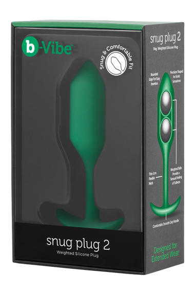 Анальная пробка со смещенным центром тяжести B-Vibe Snug Plug 2, силиконовая, зеленая Sex Aura | Зображення 8
