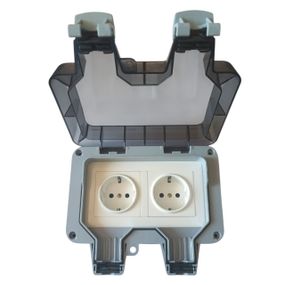 Розетка вологозахищена IP66 зовнішня подвійна SKY (MP22-G-SN) 16 А/250V