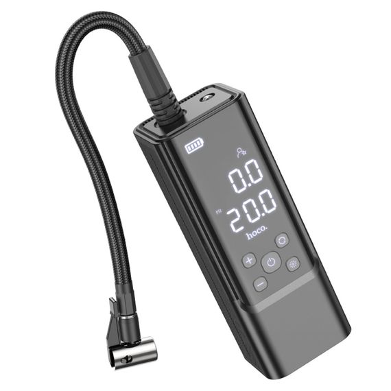 Портативний повітряний насос HOCO ZP7, до 10 атм, вбудований акумулятор 5000mAh, ліхтарик, Black, Box
