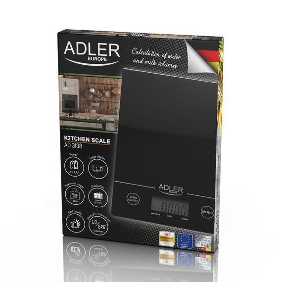 Ваги кухонні електронні Adler AD 3138 чорні до 5 кг зі скляною платформою | Зображення 5