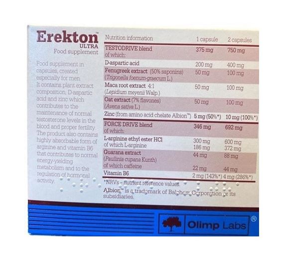 Тестостероновий бустер Olimp Nutrition Erekton Ultra 30 Caps | Зображення 1