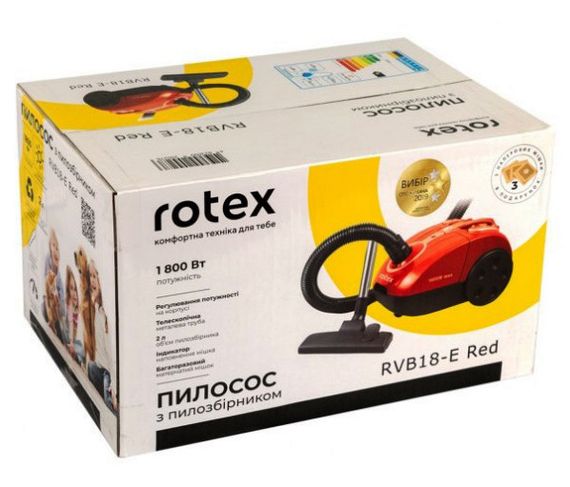 Потужний пилосос Rotex RVB18-E Red для сухого чищення дому з мішком 1800 Вт Червоний | Зображення 4
