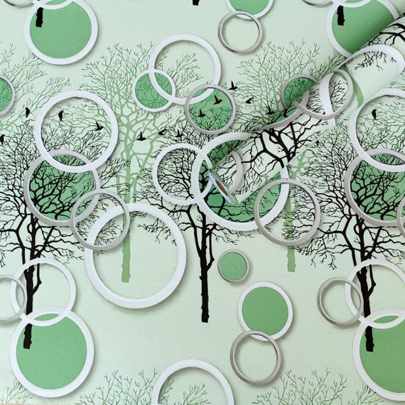 Плівка самоклеюча на паперовій основі 0,45х10м х 0,07мм Чорні та зелені дерева SW-00002440 | Зображення 1