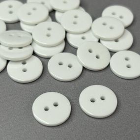 10 шт - Ґудзики сорочкові Ø-15 мм(24L) плоскі - білий