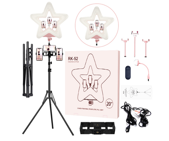LED лампа XPRO LIVE LIGHT RK-52 студійна 360° світлодіодна зі штативом Зірка Рожева 47 см для смартфонів (957_1587) | Зображення 1