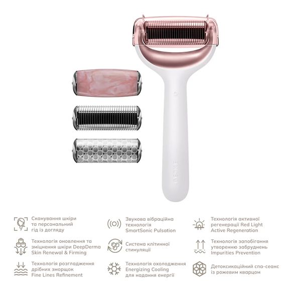 Ролик для игловой мезотерапии лица и тела GESKE MicroNeedle Face&Body Roller 9в1 turquoise, Бежевый | Зображення 1