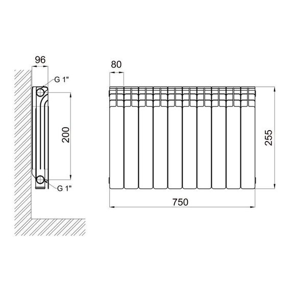 Радиатор биметаллический Thermo Alliance Bi-Ferrum 200/96 0,81 кг | Зображення 1