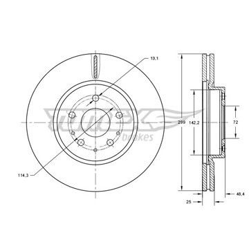 Диск гальмівний передній Mazda 6 07-13 (299x25), TX 73-22