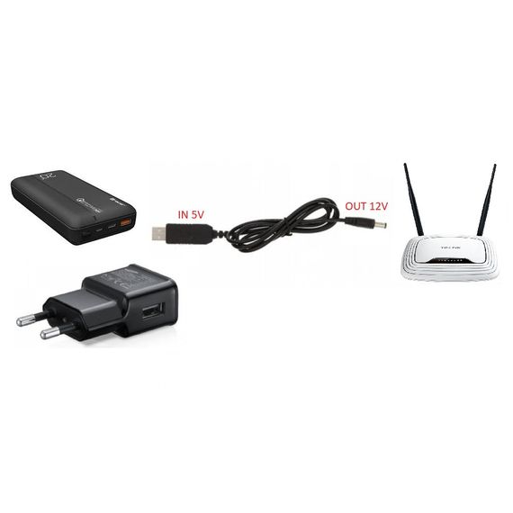 Кабель питания USB - DC 5.5 x 2.1 мм повышающий 5v - 9V, 12v для роутеров | Зображення 1