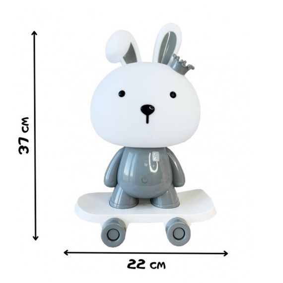 Нічник дитячий «Зайчик на скейті» MGZ-1407(Grey) живлення від USB | Зображення 1