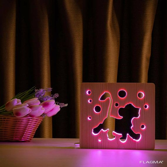 Светильник ночник ArtEco Light из дерева LED "Веселый львенок" с пультом и регулировкой... | Зображення 7